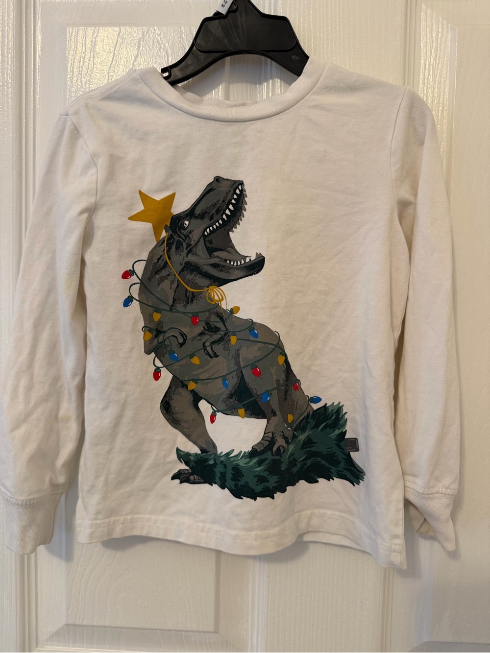 Tommy Bahama White Kids Long-Sleeve Tee with Holiday T-Rex Graphic